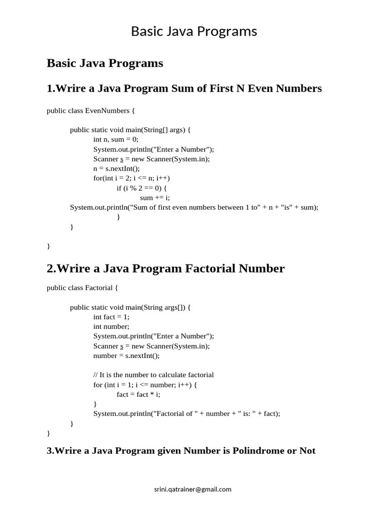 Basic Java Programs | PDF | String (Computer Science) | Software ...