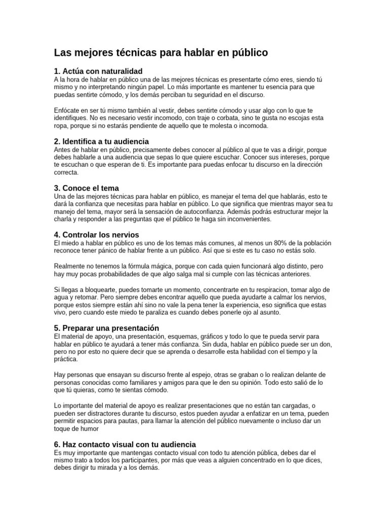 Tecnicas Para Hablar En Publico | PDF | Hablar En Público | Ritmo