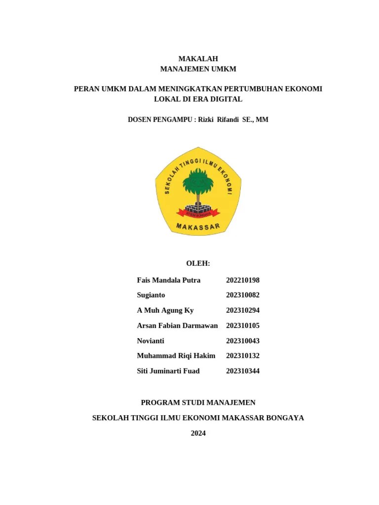 Peran UMKM Dalam Meningkatkan Pertumbuhan Ekonomi Lokal Di Era Digital | PDF