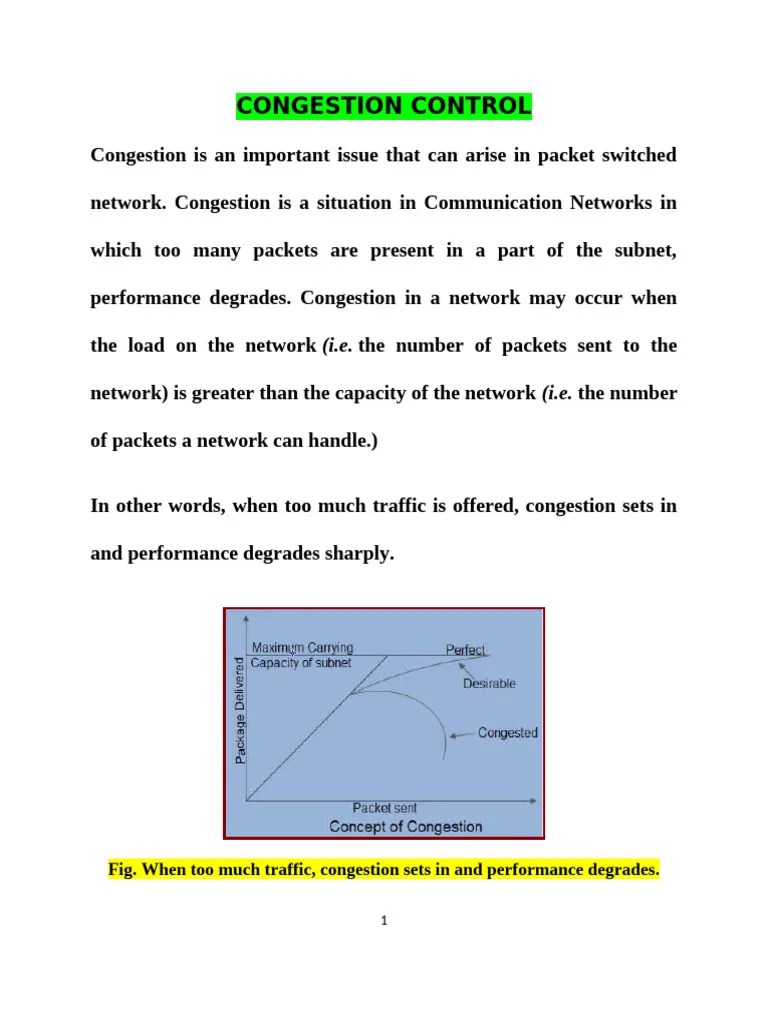 CONGESTION CONTROL | PDF | Transmission Control Protocol | Network ...