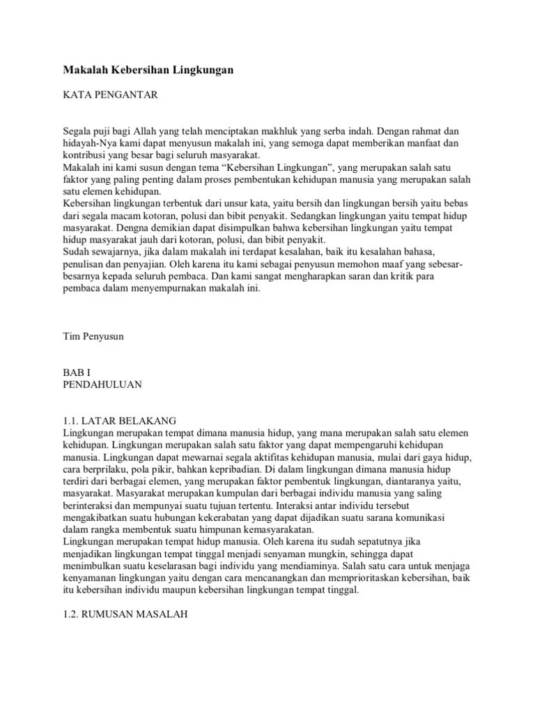 Makalah Kebersihan Lingkungan | PDF