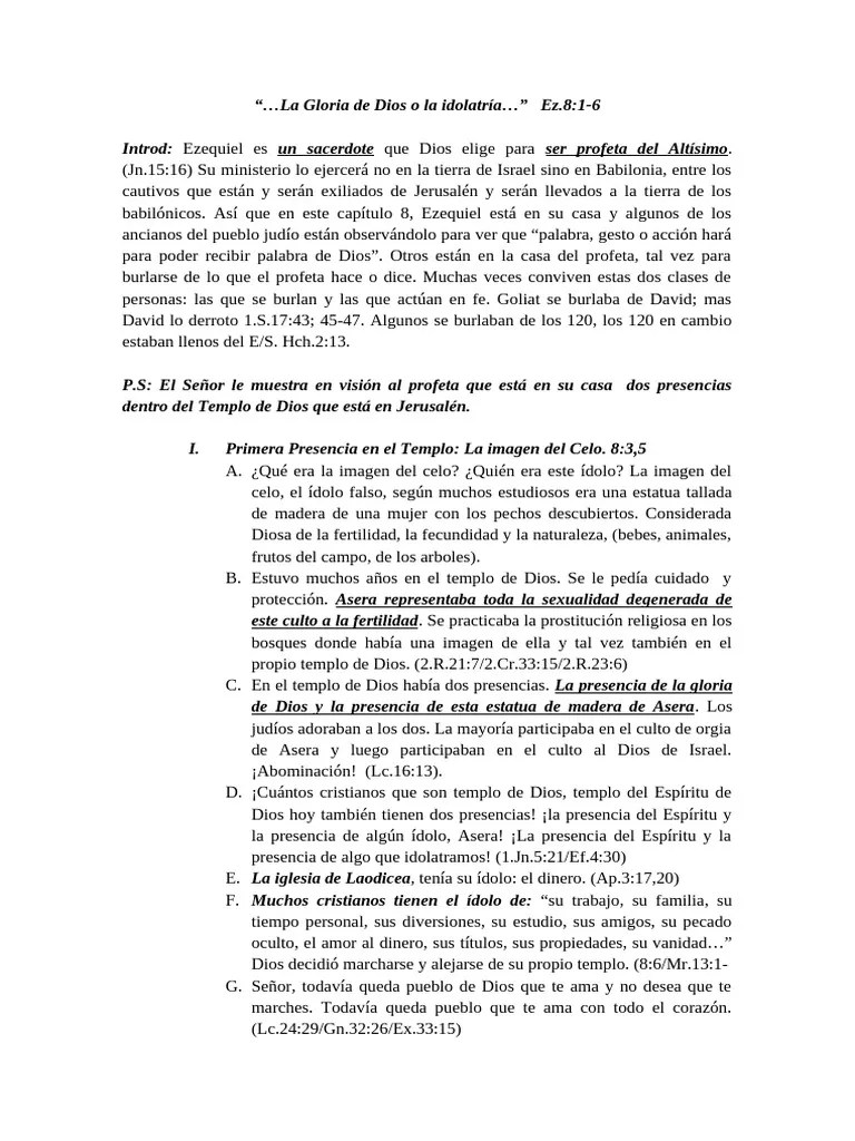 LA GLORIA DE DIOS O LA IDOLATRIA | PDF | Ezequiel | Idolatría