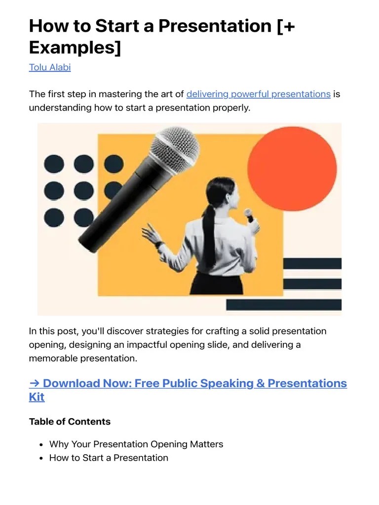 How To Start A Presentation (+ Examples) | PDF | Credibility | Cognition