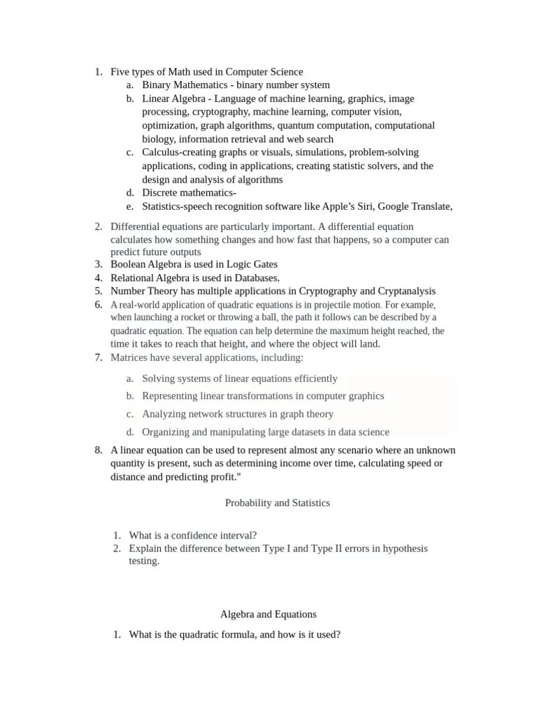 Mathematics In Computer Science | PDF | Mathematics | Equations