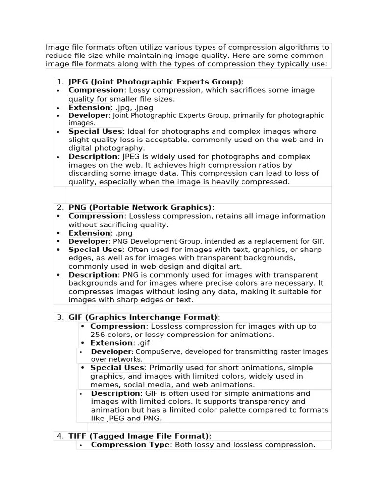 Image File Formats | PDF | Data Compression | Computer Data