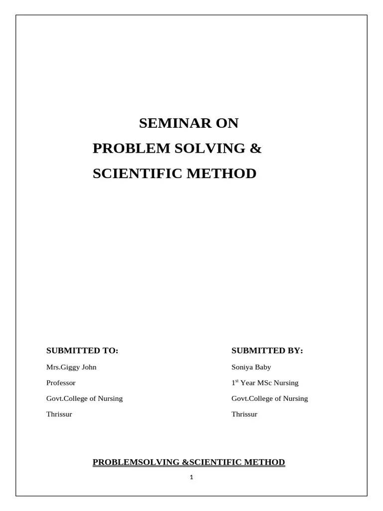 Problem Solving And Scientific Method | PDF | Inductive Reasoning ...