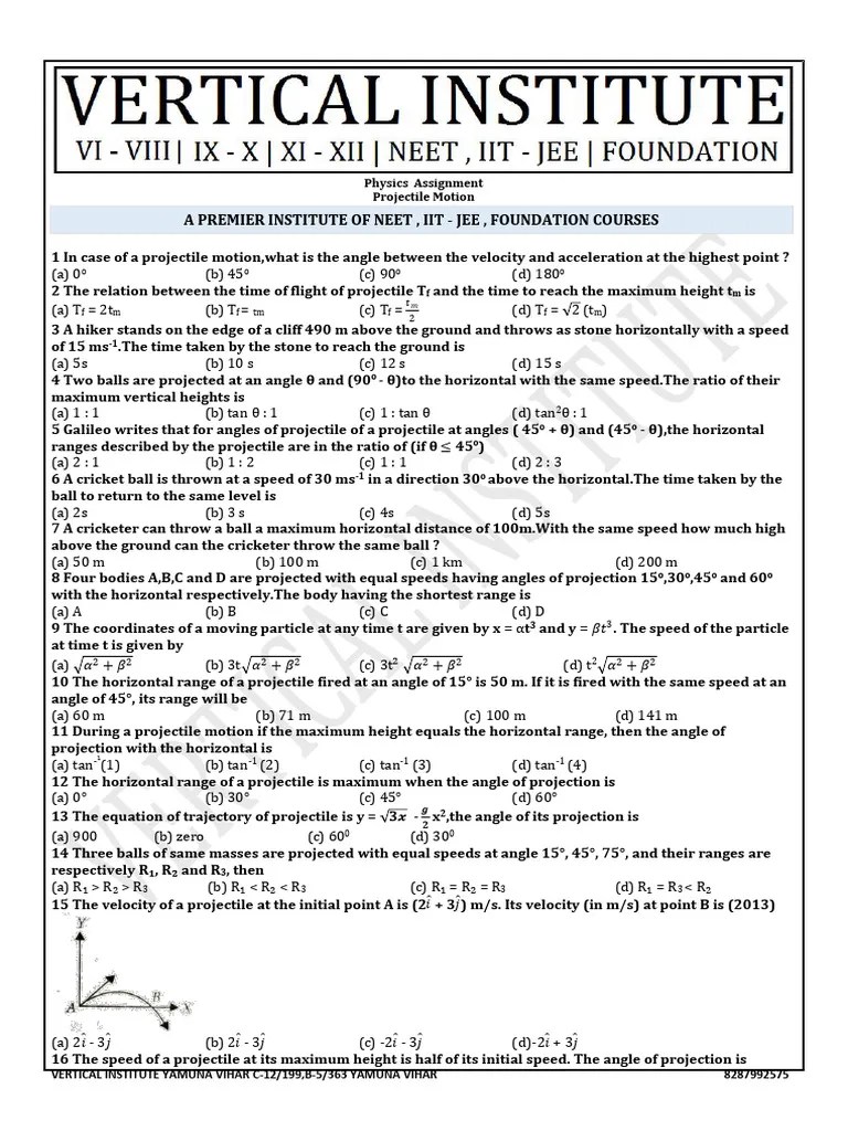 Projectile Revision | PDF | Mechanics | Physics