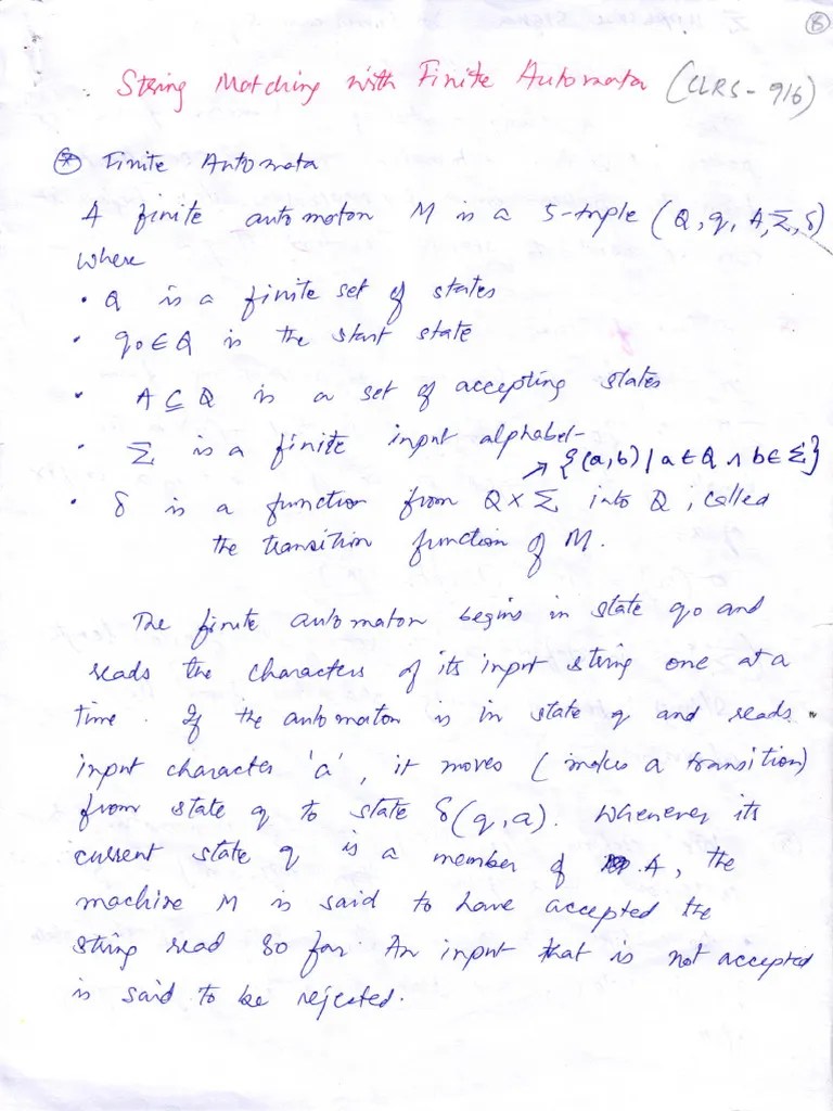 String Matching With Finite Automata | PDF