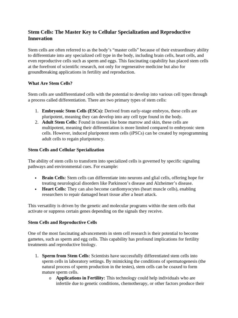 Stem Cells | PDF | Stem Cell | Cell Potency