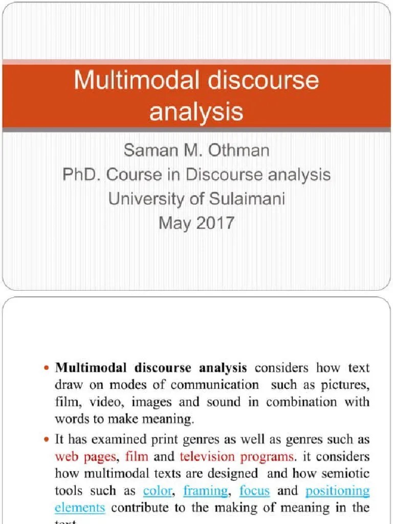 Multimodal Discourse Analysis | PDF