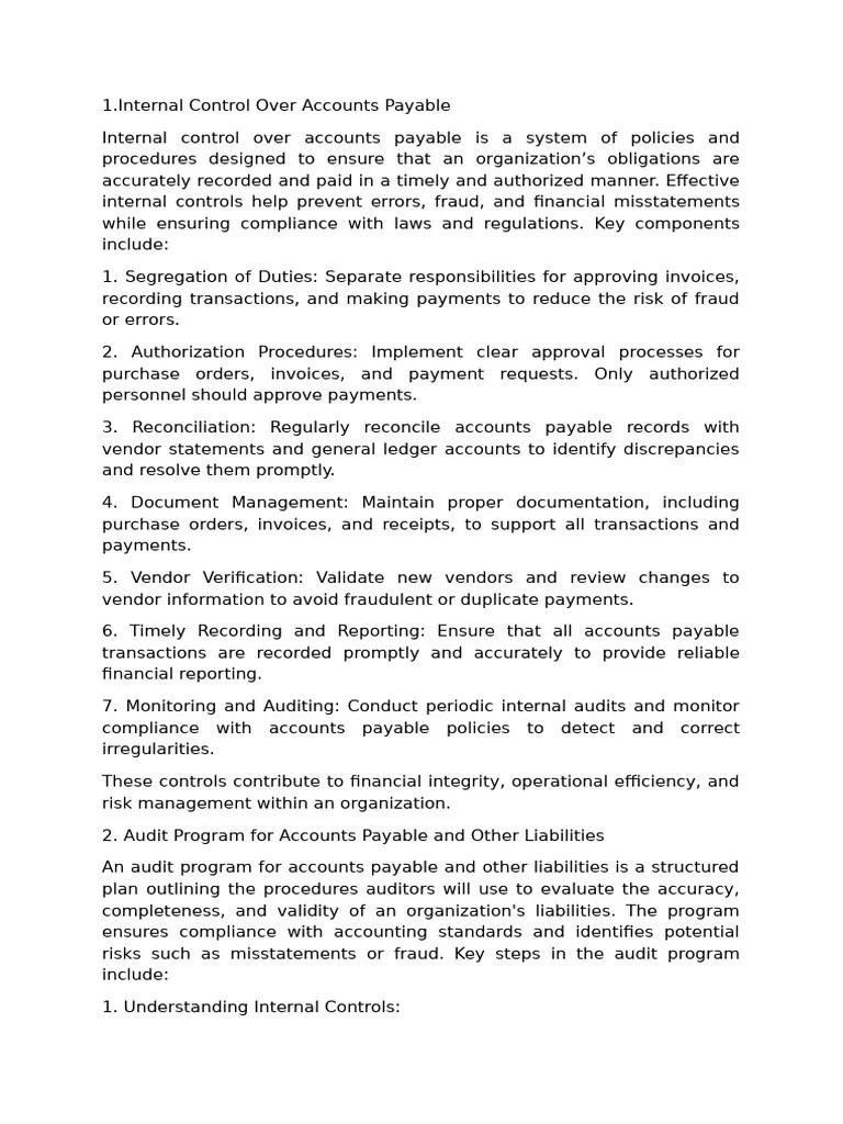 Assignment Ind | PDF | Internal Control | Accounts Payable