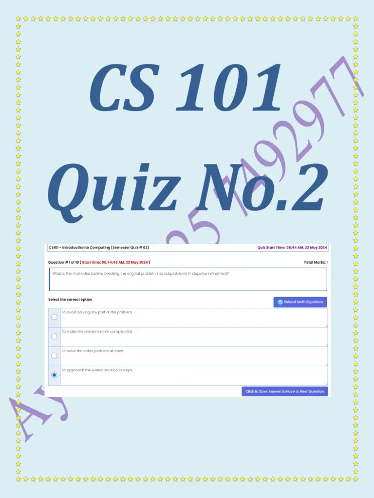 Cs 101 Quiz 2 23-May-2024 Ayesha | PDF