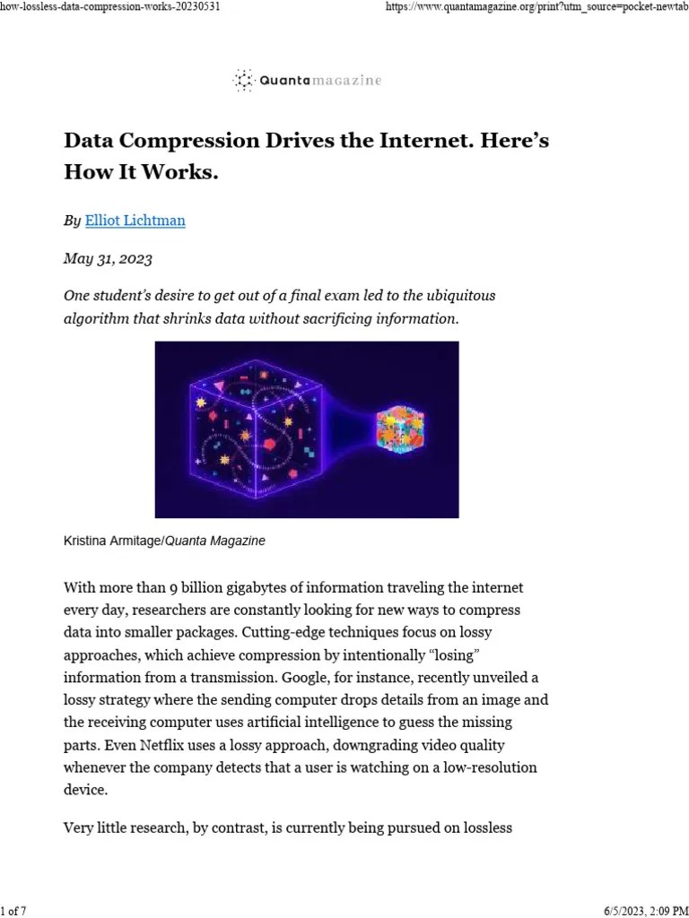 How Lossless Data Compression Works 20230531 | PDF | Data Compression ...
