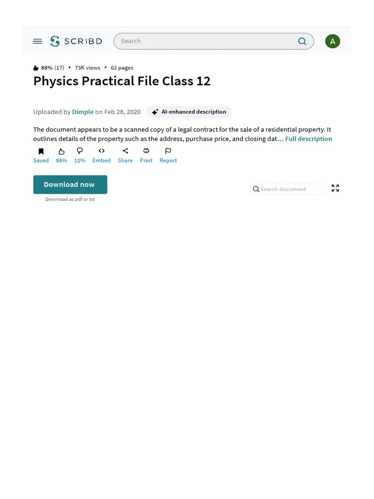 Physics Practical File Class 12 | PDF | PDF