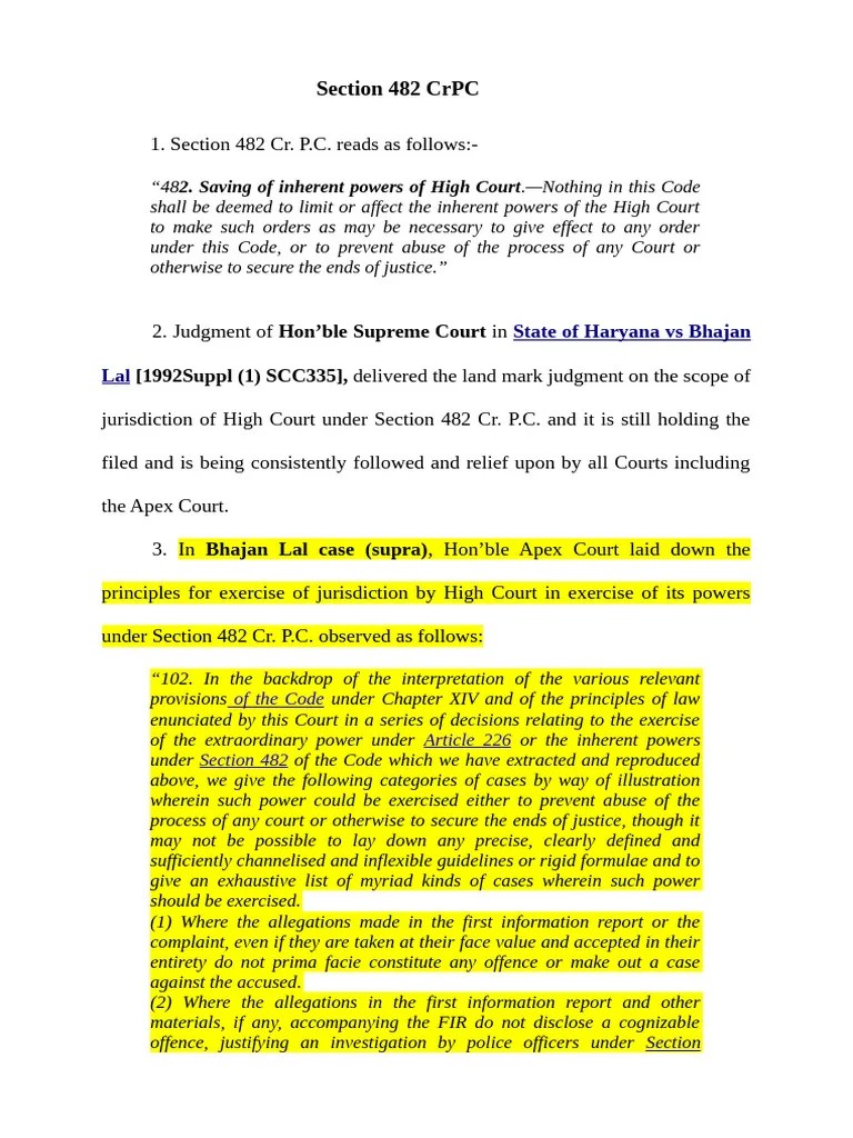 Section 482 CrPC - AMAR LATEST[1] (AutoRecovered) | PDF | Jurisdiction ...