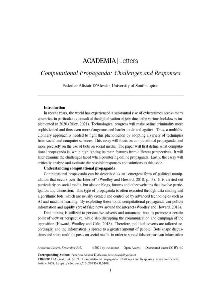 Computational Propaganda Challenges And | PDF | Social Media | Popular ...