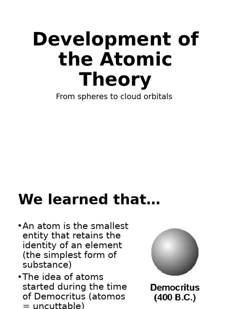 Development Of The Atomic Theory Pdf Electron Atoms