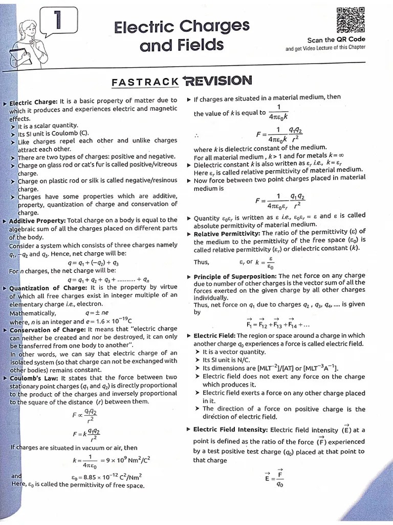Chapter -1 Electric Charge And Field Subject- Physics | PDF