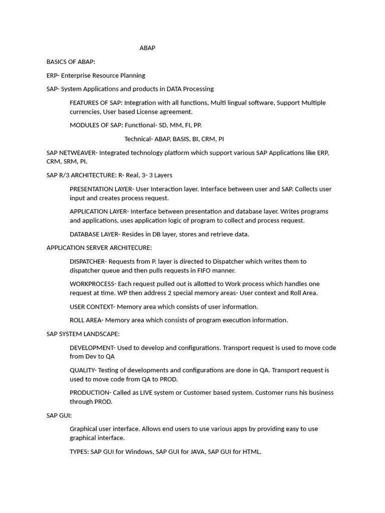 Abap Basics And Programming Overview Pdf Databases Control Flow