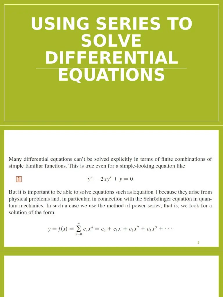 Using Series To Solve Differential Equations | PDF