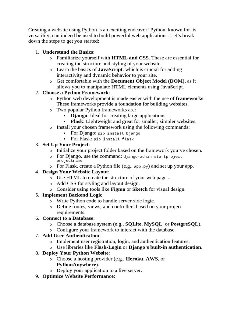 Creating A Website Using Python | PDF | Websites | World Wide Web