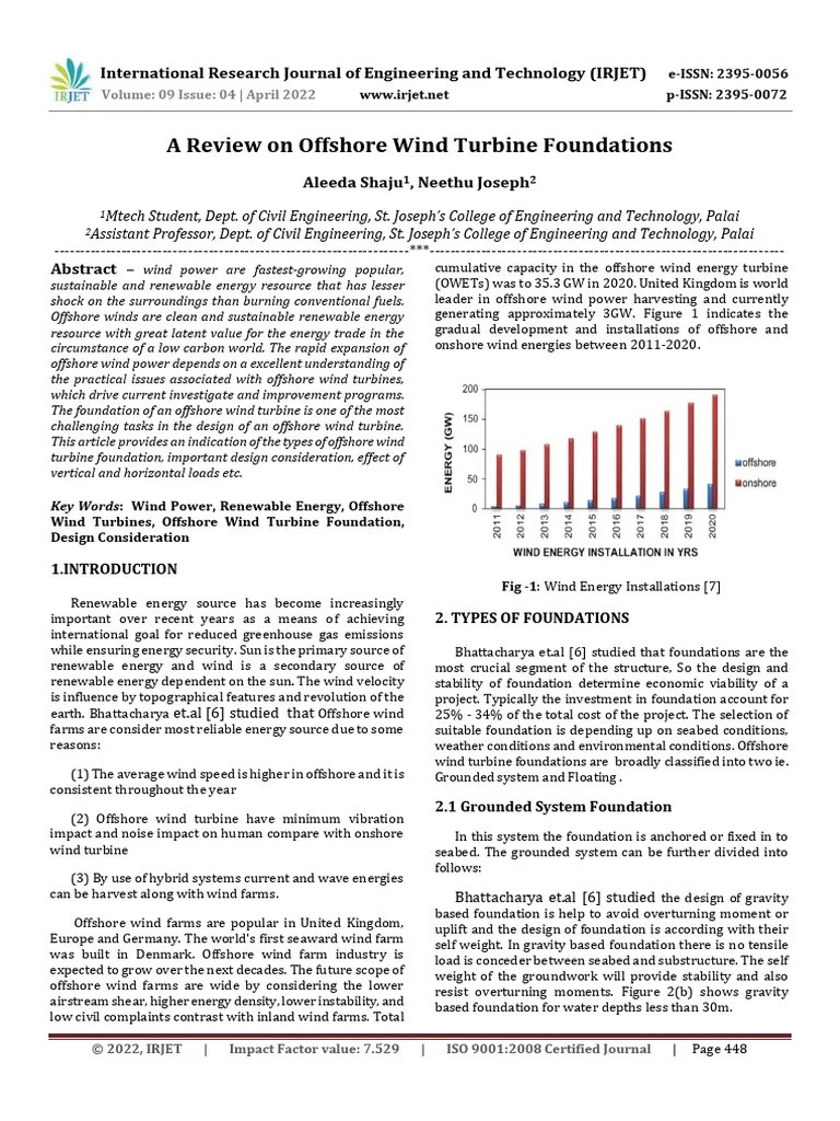 A Review On Offshore Wind Turbine Foundations | PDF | Wind Power | Deep ...