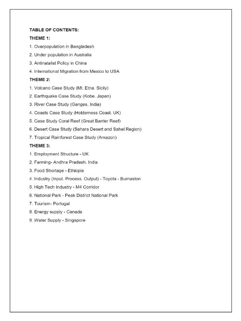 CASE STUDIES IGCSE GEOGRAPHY | PDF