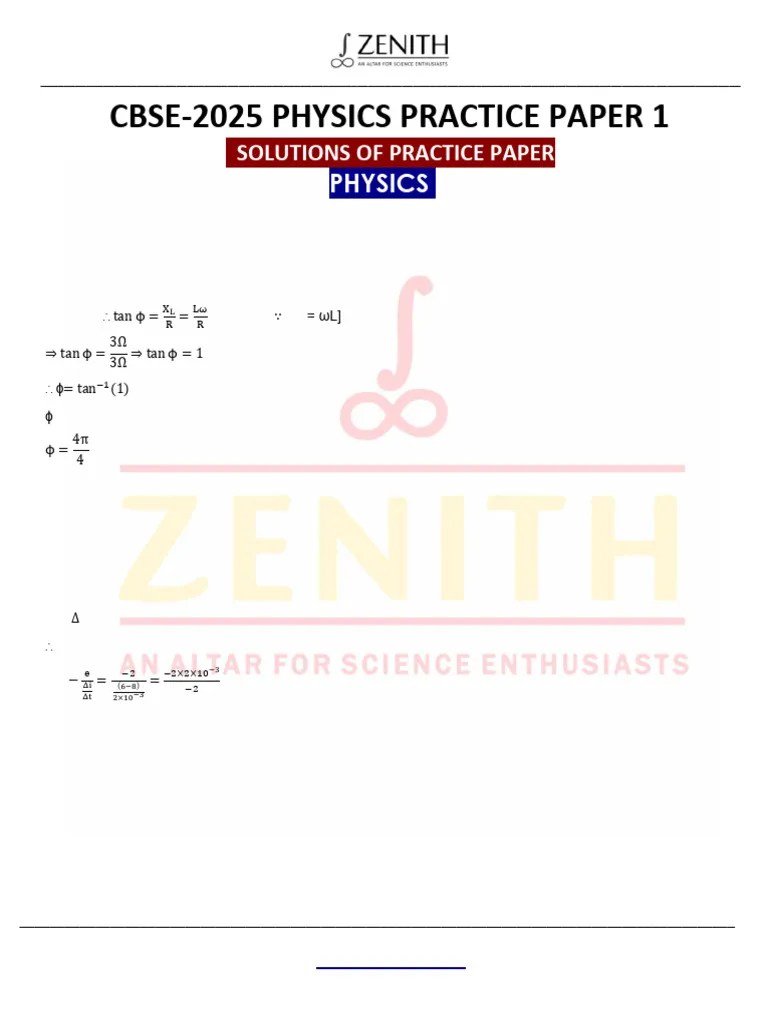 Class 12 Physics Paper 1 Solutions | PDF | Inductor | Transformer