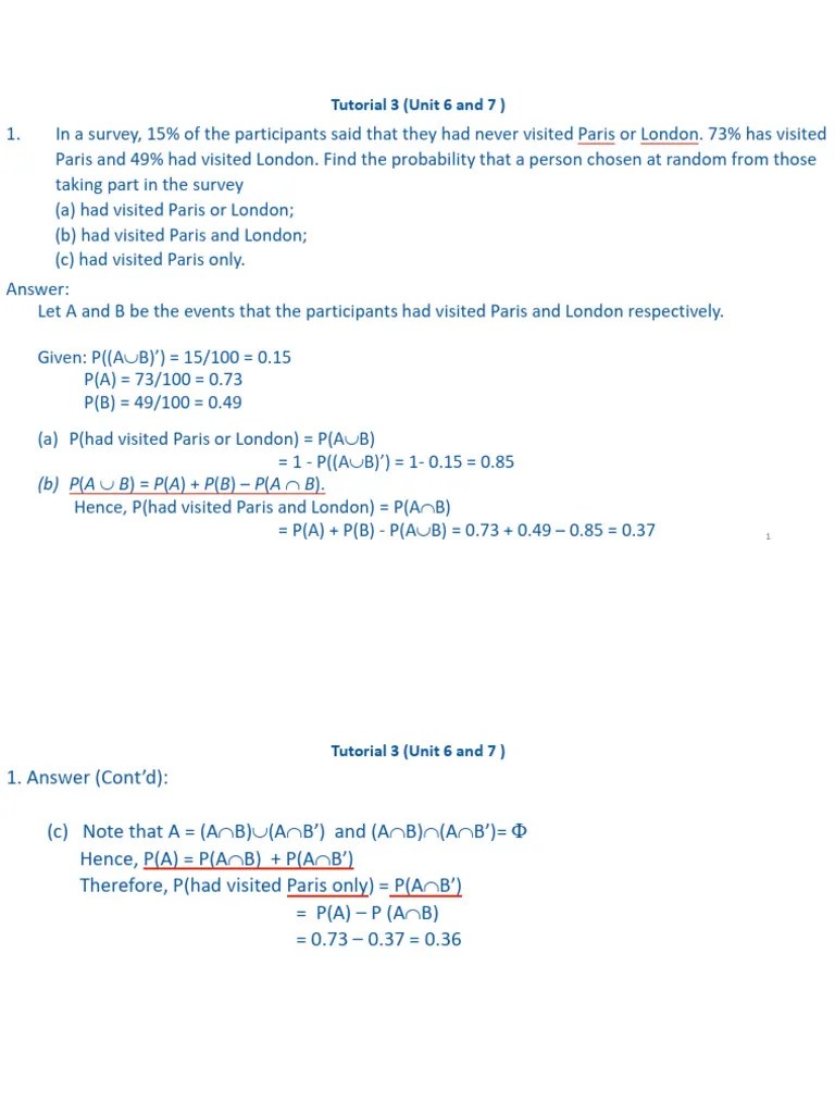 Tutorial 3 - Qs And Answers | PDF | Variance | Mean