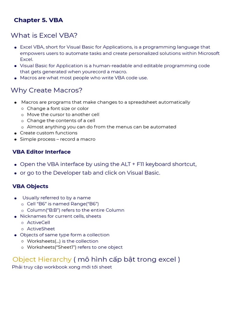 Chapter 5. VBA (1) | PDF | Microsoft Excel | Visual Basic For Applications