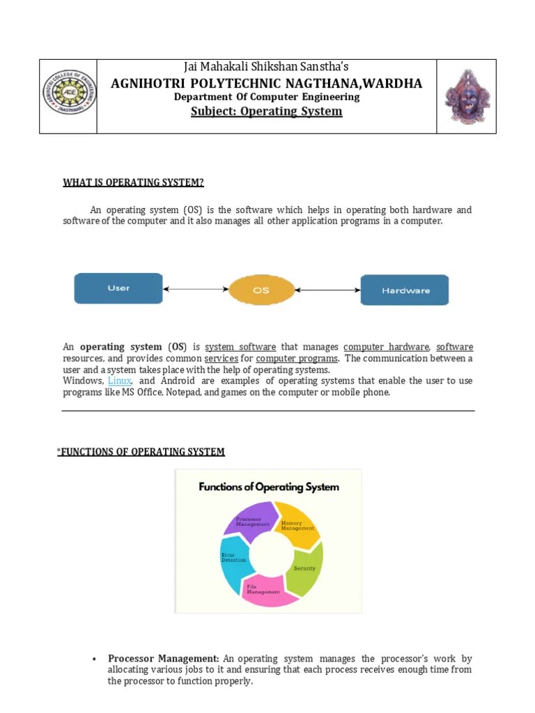 Notes Unit 1& 2 OS | PDF | Kernel (Operating System) | Operating System