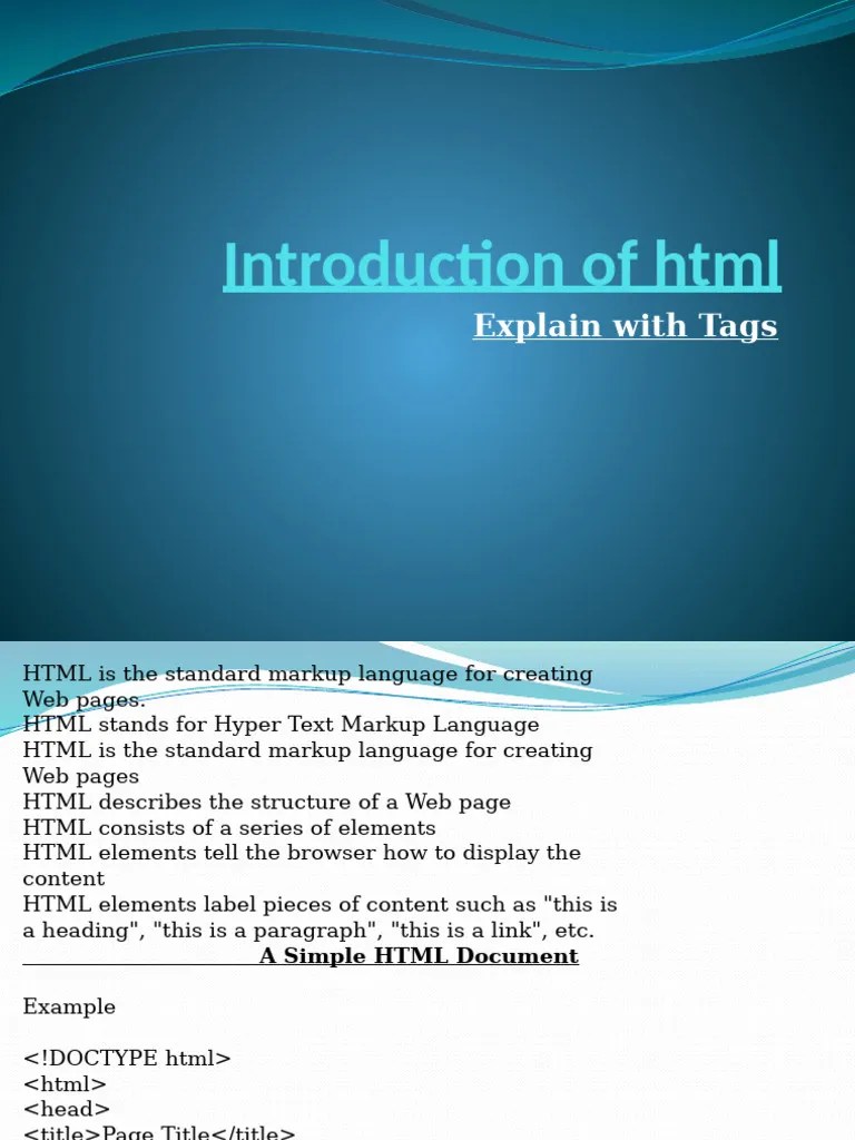 Introduction Of HTML | PDF