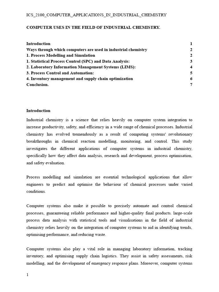 Computer Systems In Industrial Chemistry | PDF | Mathematical Model ...