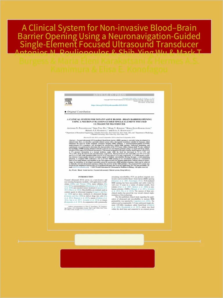 Get A Clinical System For Non-invasive Blood–Brain Barrier Opening Using A Neuronavigation ...