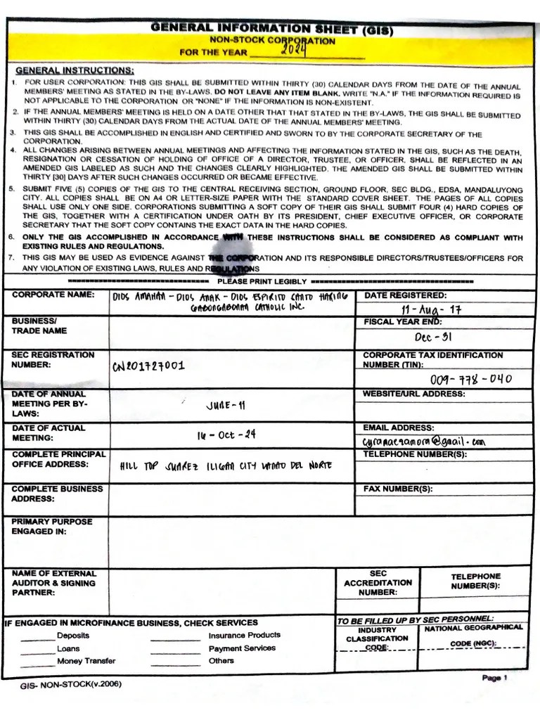 General Information Sheet Pdf