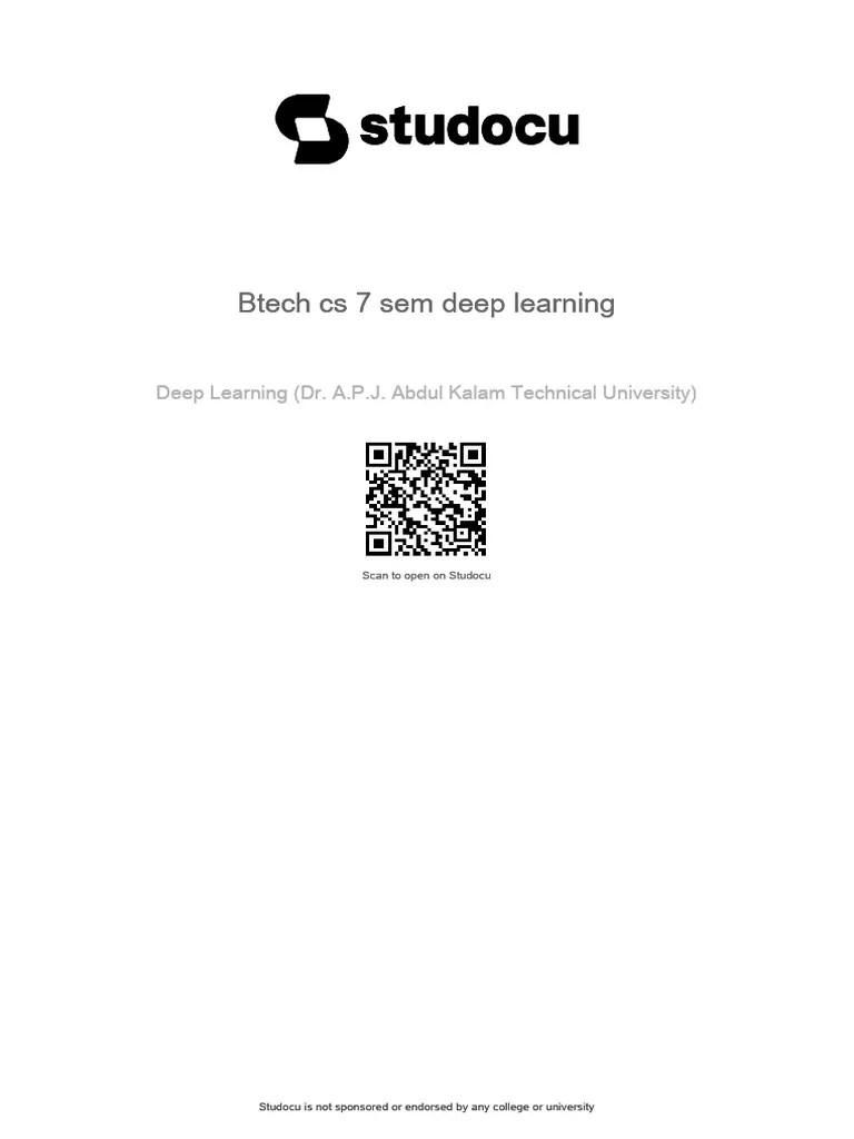 Btech Cs 7 Sem Deep Learning Pdf Deep Learning Artificial Neural