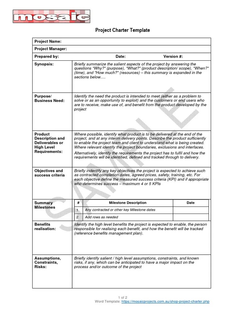 Project_Charter_Sample | PDF | Project Management | Business