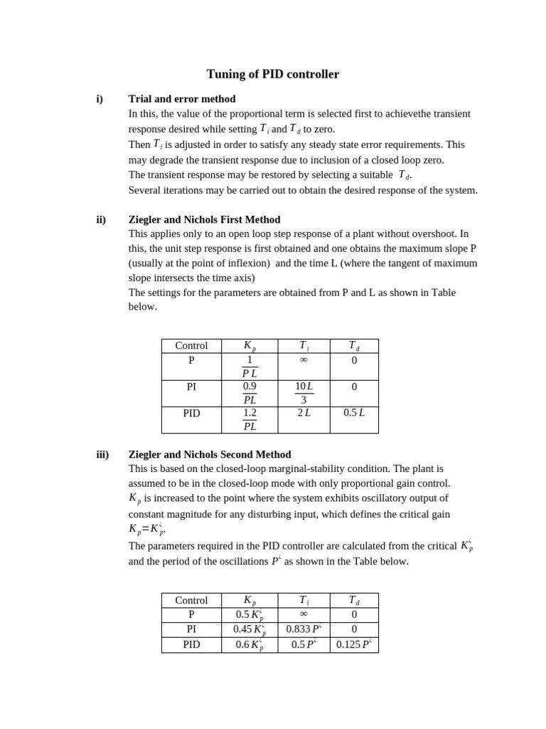 Tuning Of PID Controller | PDF | Control Theory | Electronic Engineering