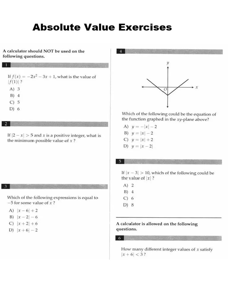 Absolute Value Worksheets Practice And Learn With Free Exercises - Best Light Backgrounds in Full HD