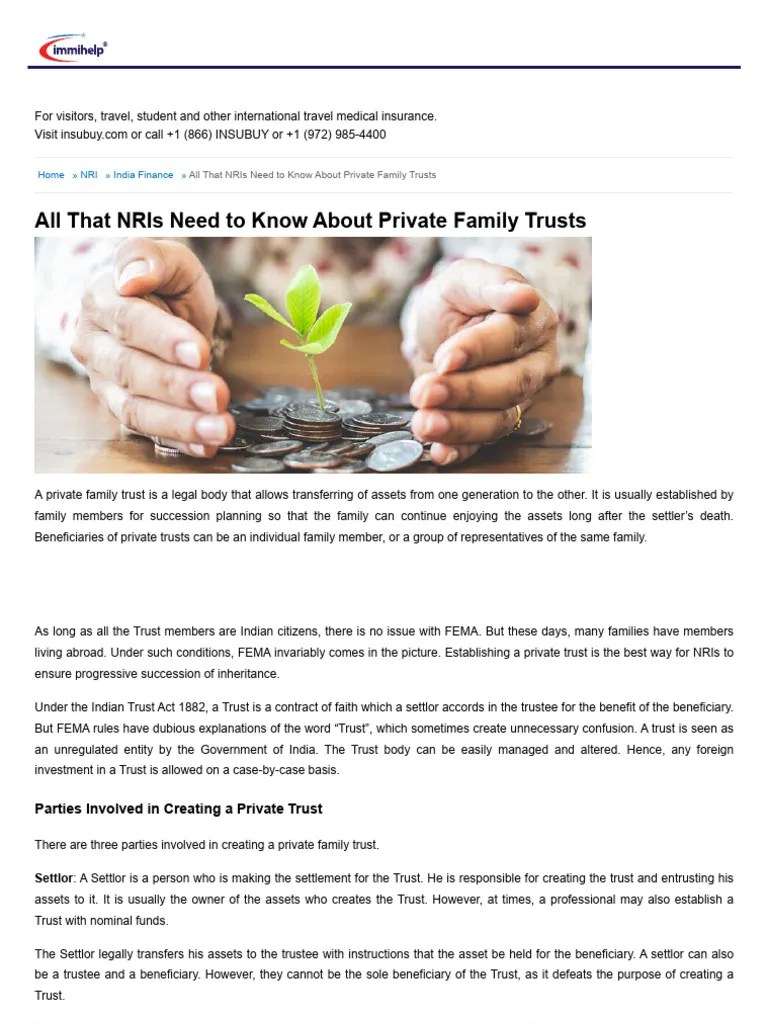 All That Nris Need To Know About Private Family Trusts Immihelp Pdf