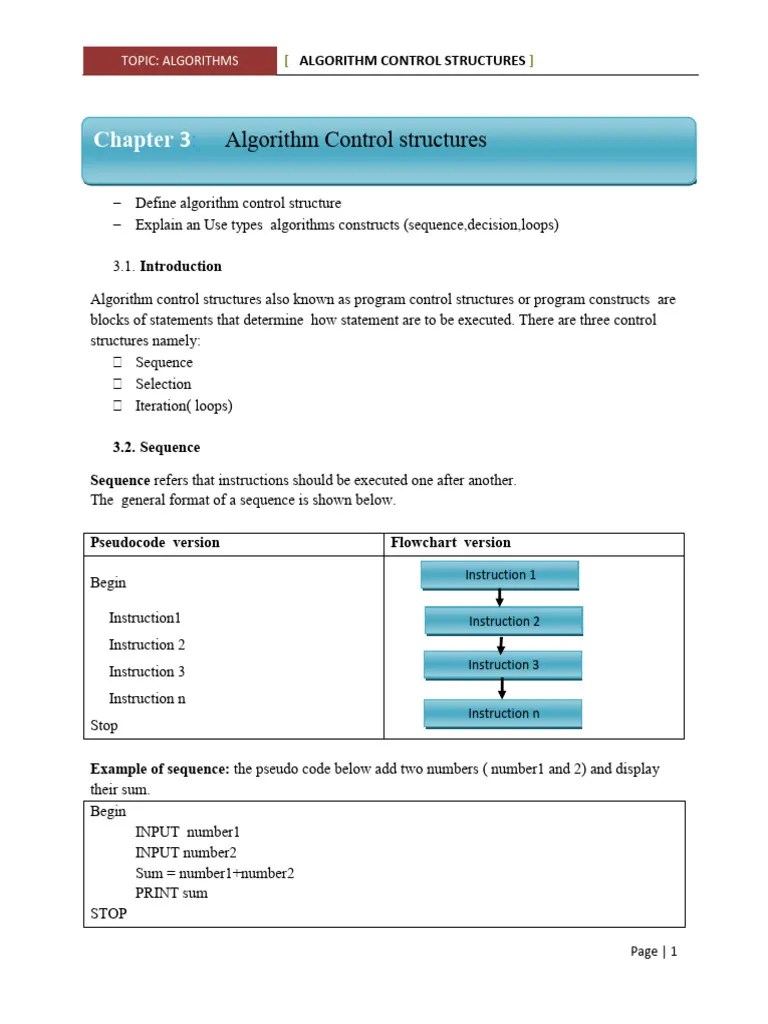 Chapter 3 - Algorithms Control Structures FINAL | PDF | Control Flow ...