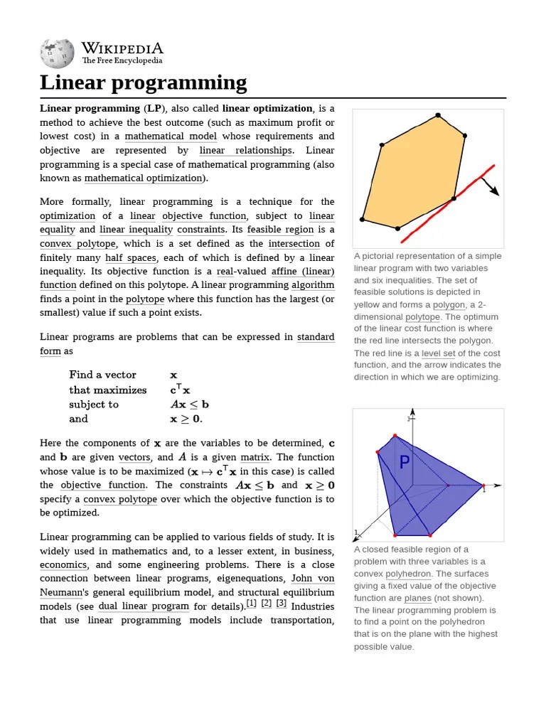 Linear_programming | PDF | Linear Programming | Mathematical Optimization