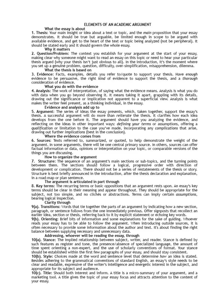 Academic Argument Pdf Essays Argument