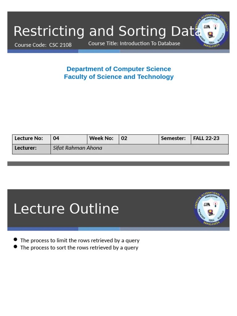 Lecture 04 | PDF | Databases | Information Technology Management