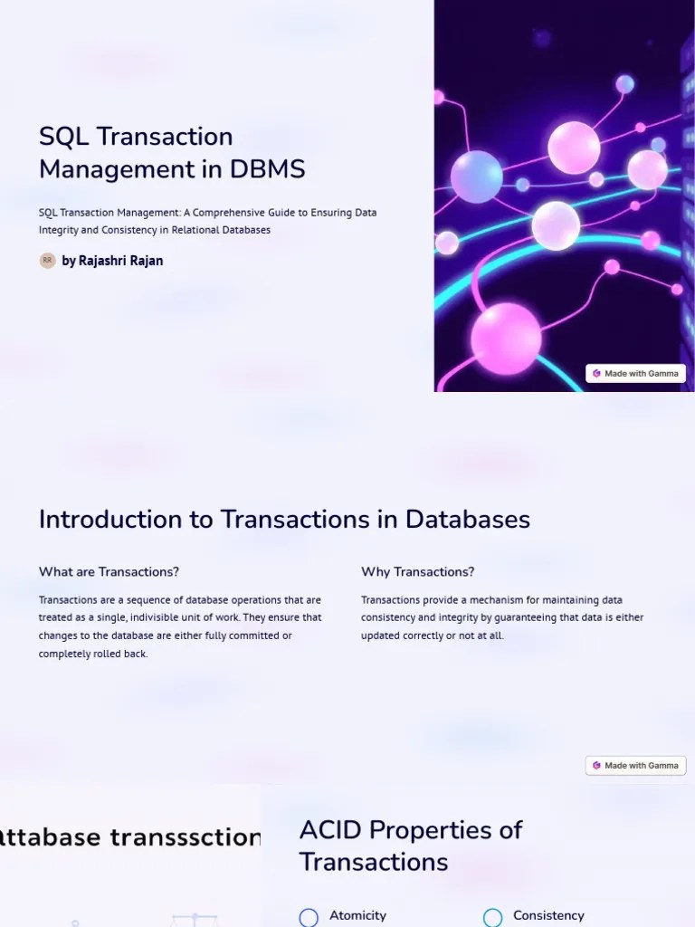 SQL Transaction Management In DBMS | PDF | Database Transaction | Databases