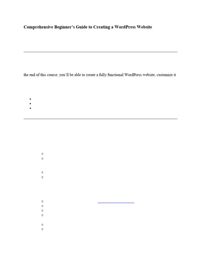 Comprehensive Beginner Guide For Wordpress | PDF | Word Press | Websites