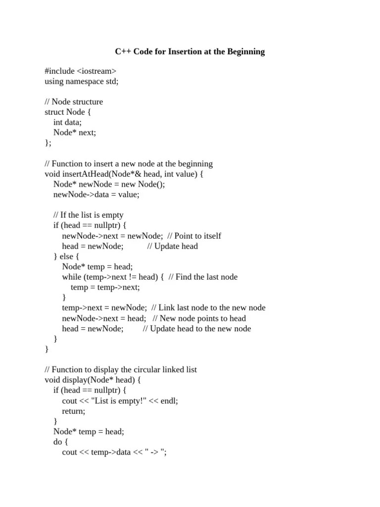 Circular LinkedList Insertion | PDF