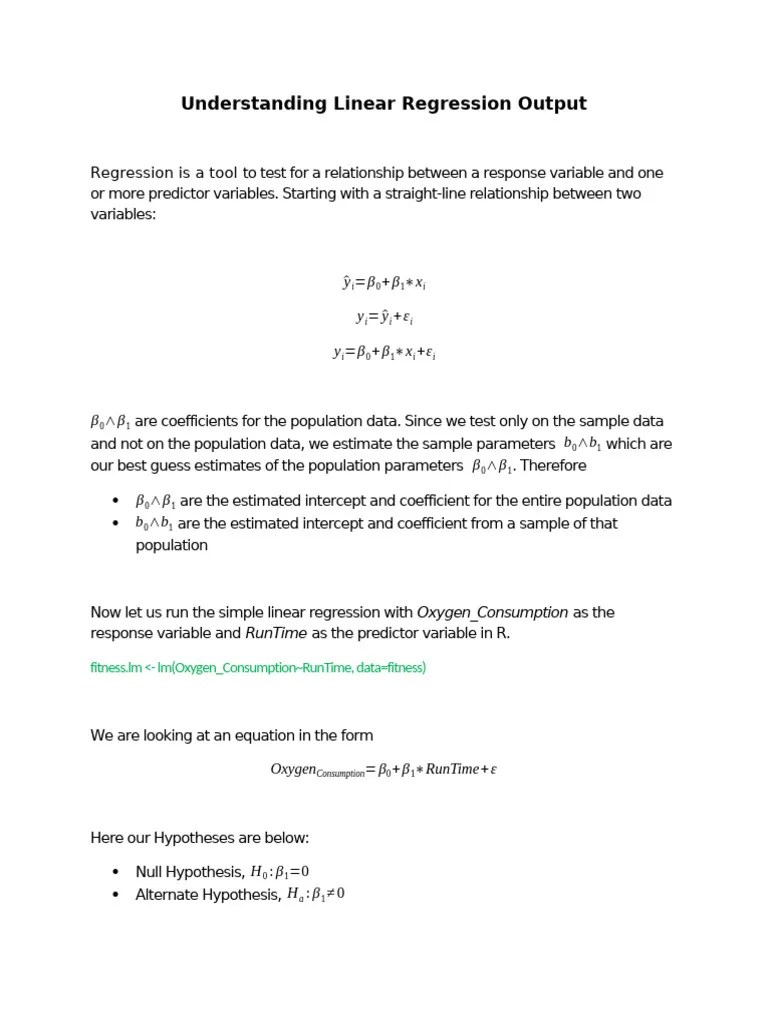 Understanding Linear Regression Output | PDF | Errors And Residuals ...