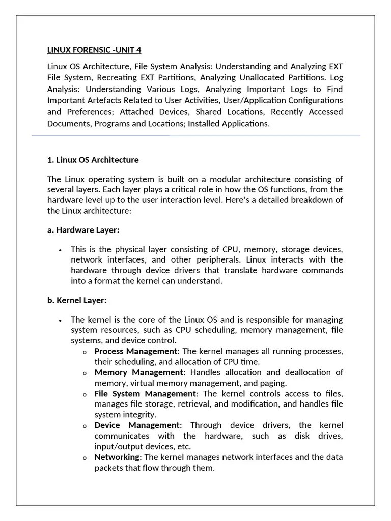 UNIT 4 -LINUX FORENSICS | PDF | File System | Operating System