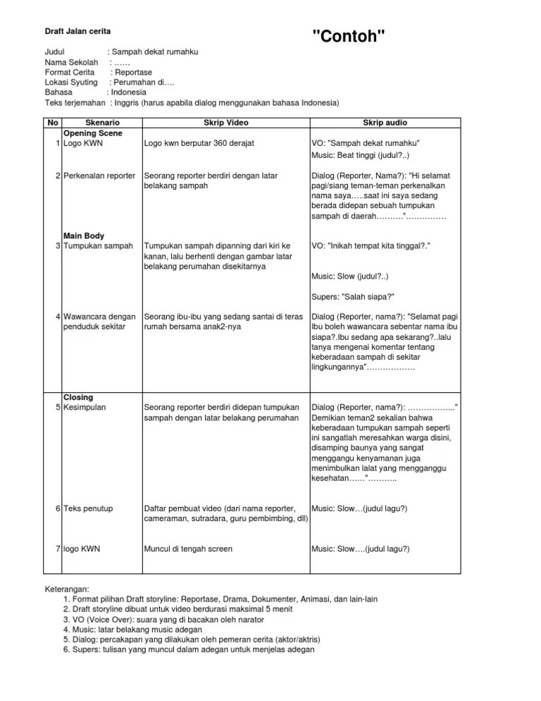 Contoh Draft Storyline | PDF